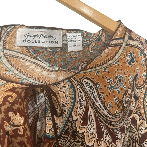 Vintage | Paisley Print | Long Bell Sleeves | Fancy | Old Money | Womens Blouse - Picture 2 of 7